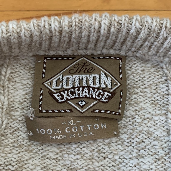 VINTAGE The Cotton Exchange Fisherman Sweater Unisex XL 100% Cotton MADE in USA - Picture 9 of 13